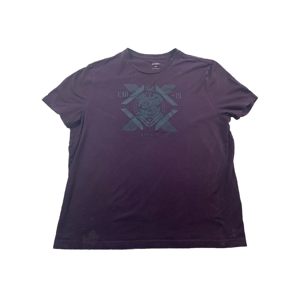 Express E.1819 MCMLXXX Mens XL Burgandy And Black Graphic T Shirt